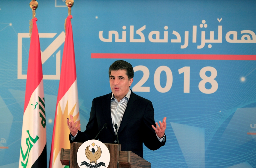 Iraqi Kurdistan Regional Government Prime Minister Nechirvan Barzani speaks during a news conference after casting his vote in Irbil during parliamentary elections in the semi-autonomous region of Iraq in this Sept. 30, 2018, file photo. — Reuters