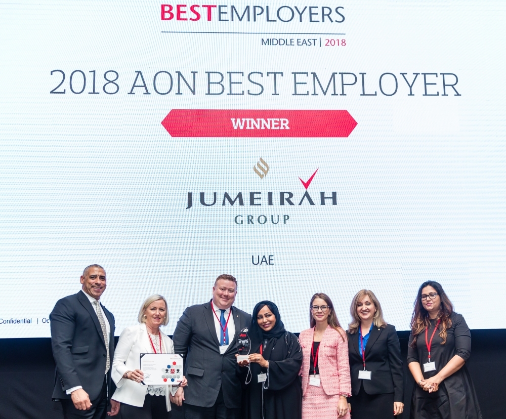 Jumeirah voted
Best Employer 
in UAE for 2018