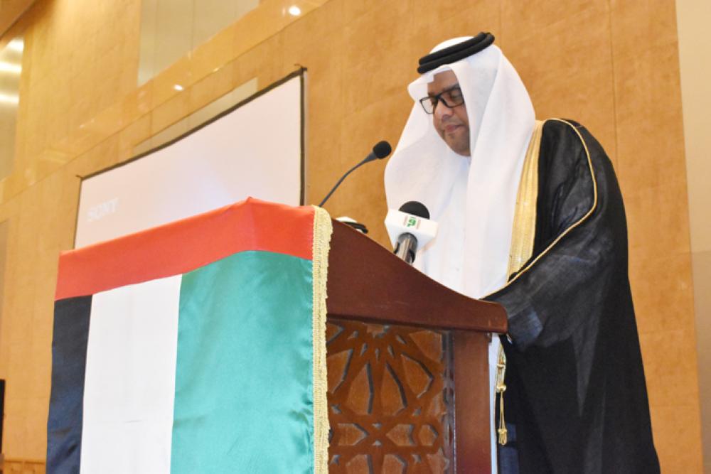 The Consul General of the UAE speaking during the event. — SG Photos by Abdulaziz Hammad.