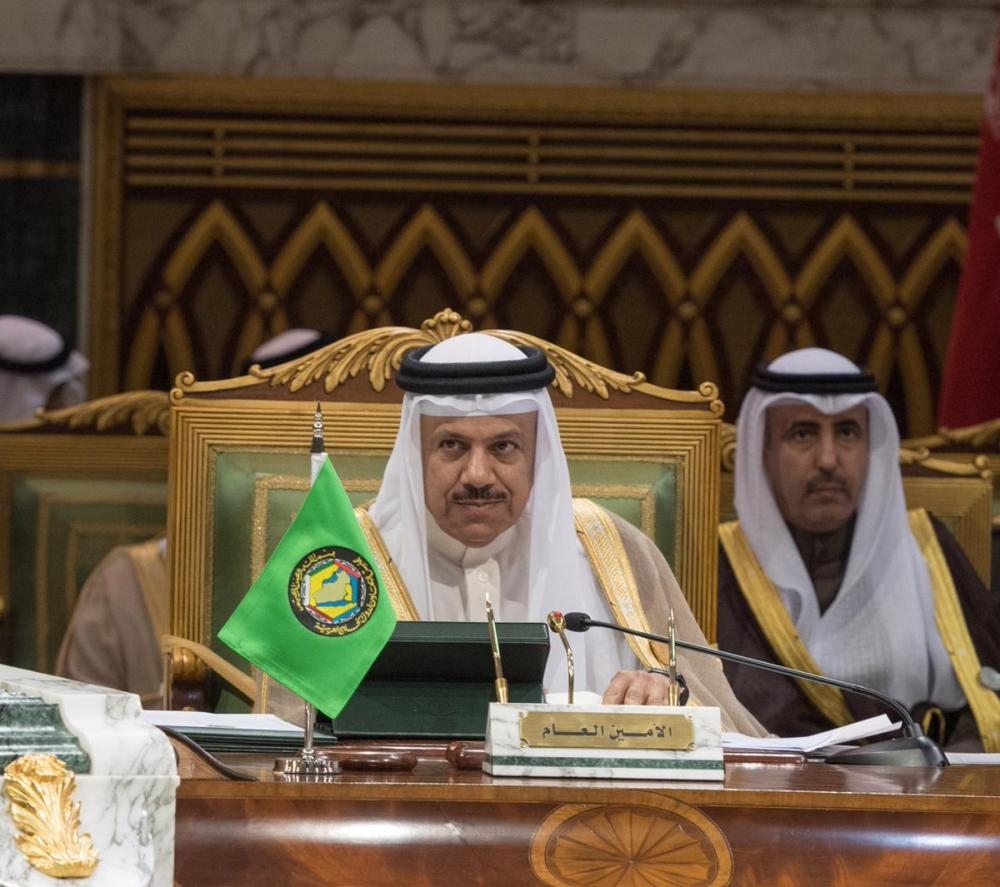 Custodian of the Two Holy Mosques King Salman listens to Crown Prince Muhammad Bin Salman, deputy premier and minister of defense, during the opening of the 39th session of the GCC summit in Riyadh on Sunday. — SPA