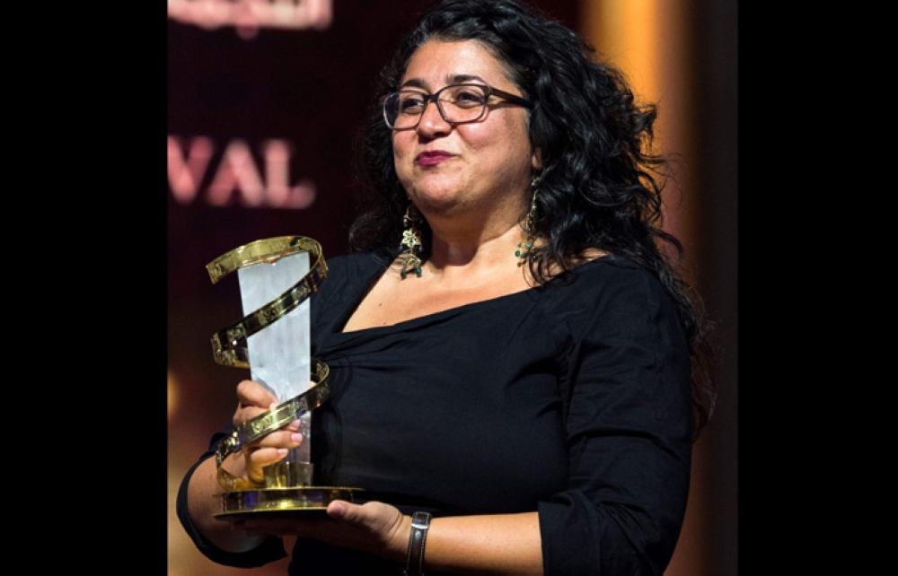 Austrian film director Sudabeh Mortezai, awarded Etoile D'or during the closing ceremony of the 17th Marrakech International Film Festival in Morocco. — AFP