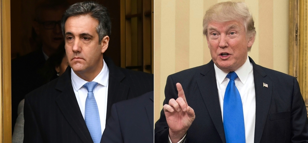 This combination of photos shows US President Donald Trump’s former attorney Michael Cohen, left, and US President Donald Trump . — AFP