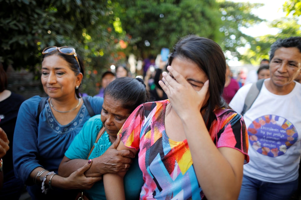 Imelda Cortez reacts as she leaves a court of law after being acquitted of attempted aggravated murder under the country’s abortion law, in Usulutan, El Salvador, on Monday. — Reuters