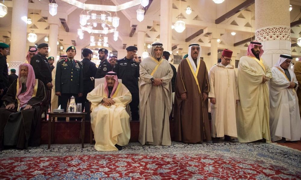 King and Crown Prince attend funeral prayer for Prince Talal