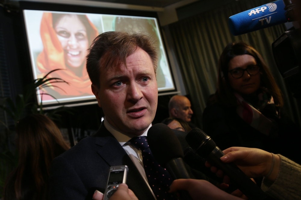 Richard Ratcliffe, husband of jailed British-Iranian Nazanin Zaghari-Ratcliffe speaks to journalists after giving a press conference in London to mark the start of Nazanin Zaghari-Ratcliffe’s hunger strike in Tehran’s Evin prison on Monday. — AFP