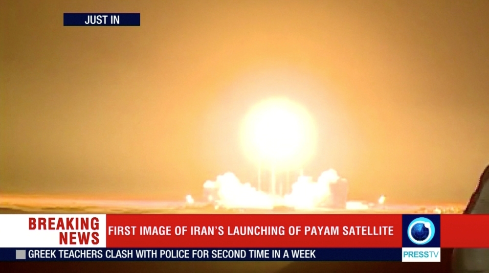 


The Payam satellite is launched in Iran, in this still image taken from video, Tuesday. — Reuters 