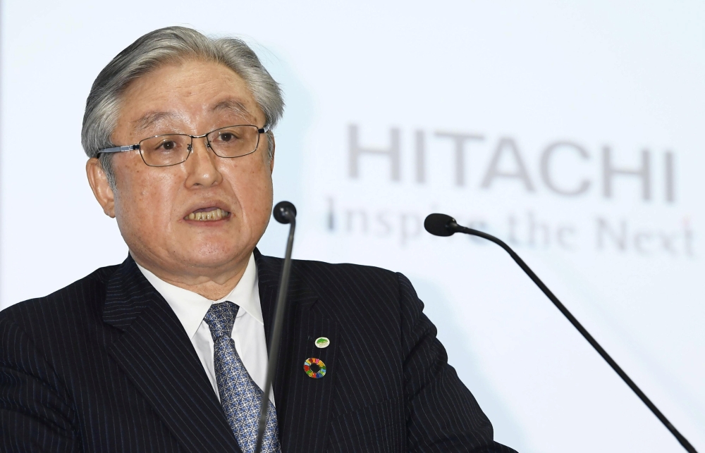 Hitachi Chief Executive Officer Toshiaki Higashihara attends a news conference in Tokyo on Thursday. — Reuters