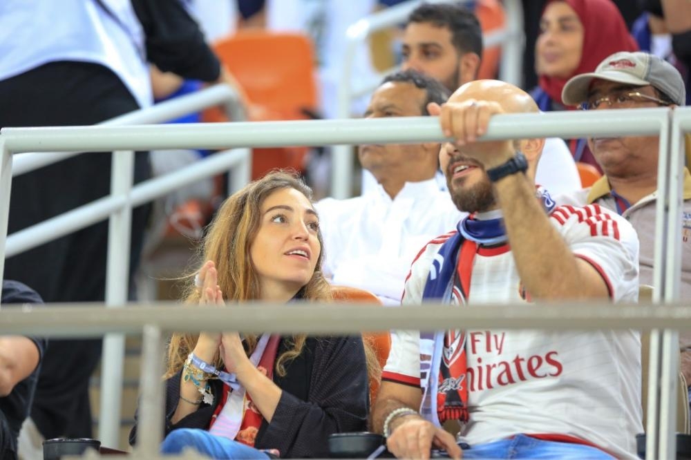 Excited fans cheering their favorite Italian team — Juventus or AC Milan — at the Italian Super Cup match in Jeddah on Wednesday.