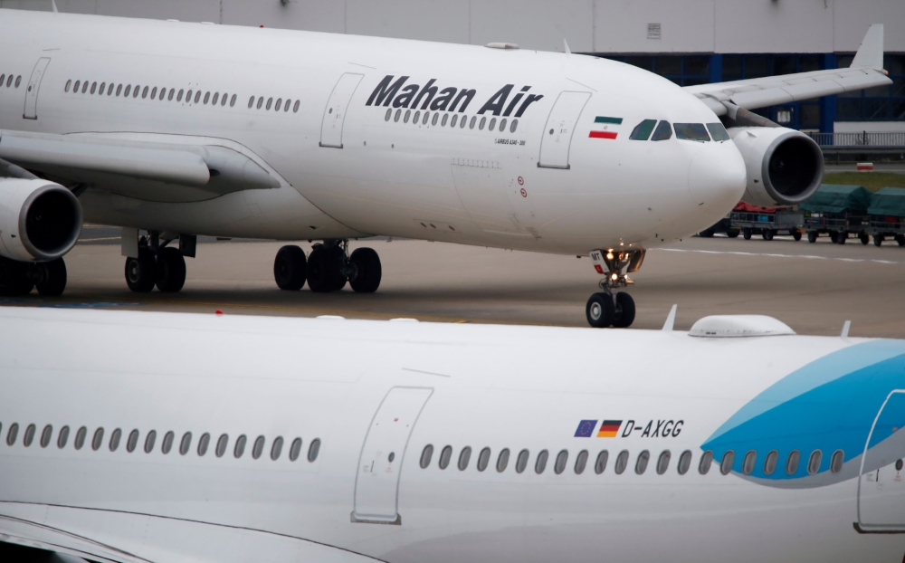 An Airbus A340-300 of Iranian airline Mahan Air taxis at Duesseldorf airport DUS, Germany, in this recent photo. — Reuters