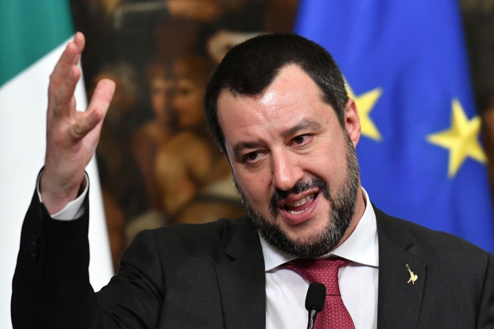 Italian Interior Minister and deputy PM Matteo Salvini gestures as he speaks during a press conference to present the new economic law at the end of the Minister Council at Palazzo Chigi, in Rome, in this Jan. 17, 2019 file photo. — AFP