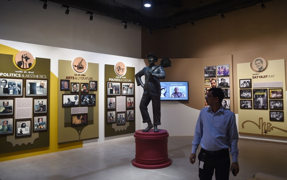 A visitor walks past exhibits at the National Museum of Indian Cinema (NMIC), the country's first museum showcasing the history of its film industry, in Mumbai. — AFP