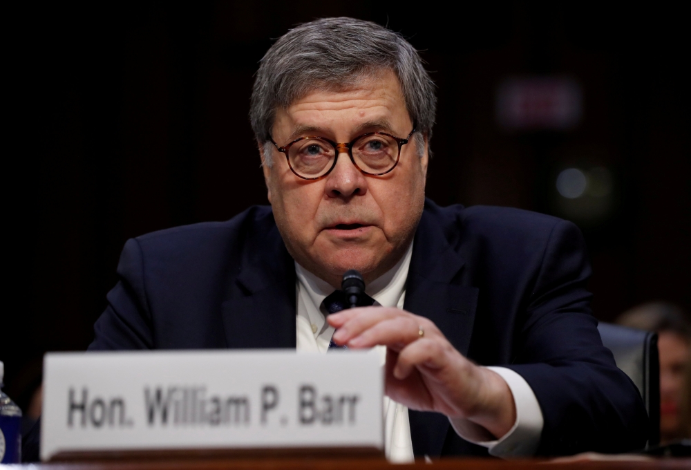 William Barr testifies at the start of his US Senate Judiciary Committee confirmation hearing on his nomination to be attorney general of the United States on Capitol Hill in Washington, US, in this file photo. — Reuters