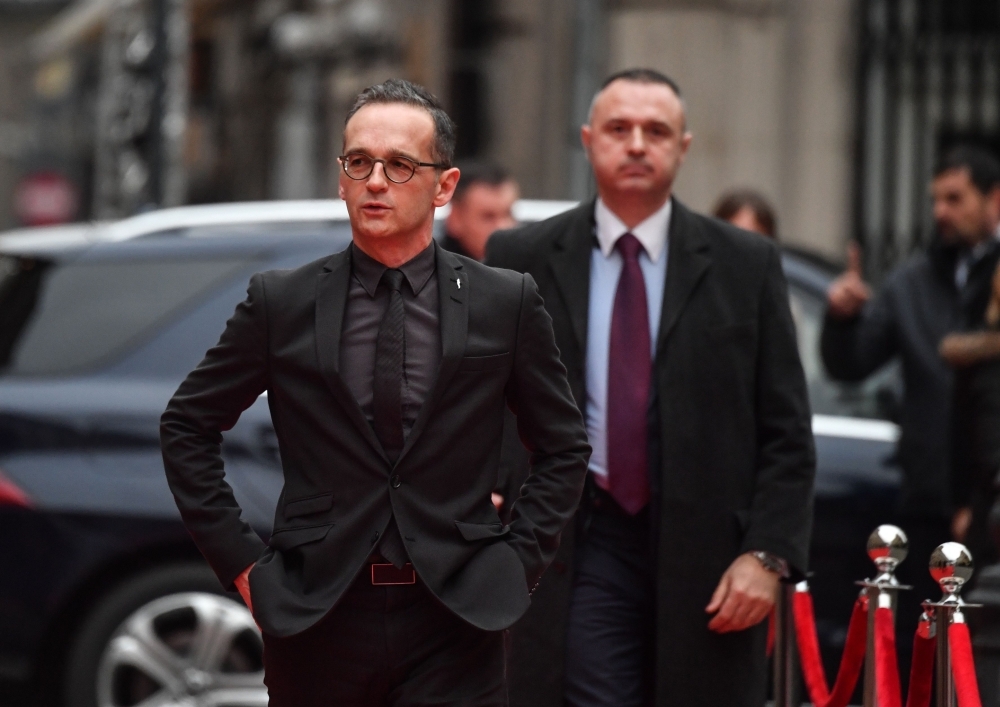 German Foreign Minister Heiko Maas arrives at the informal meeting of the EU Foreign Ministers (GYMNICH) at the National Bank of Romania headquarters in Bucharest on Thursday. — AFP