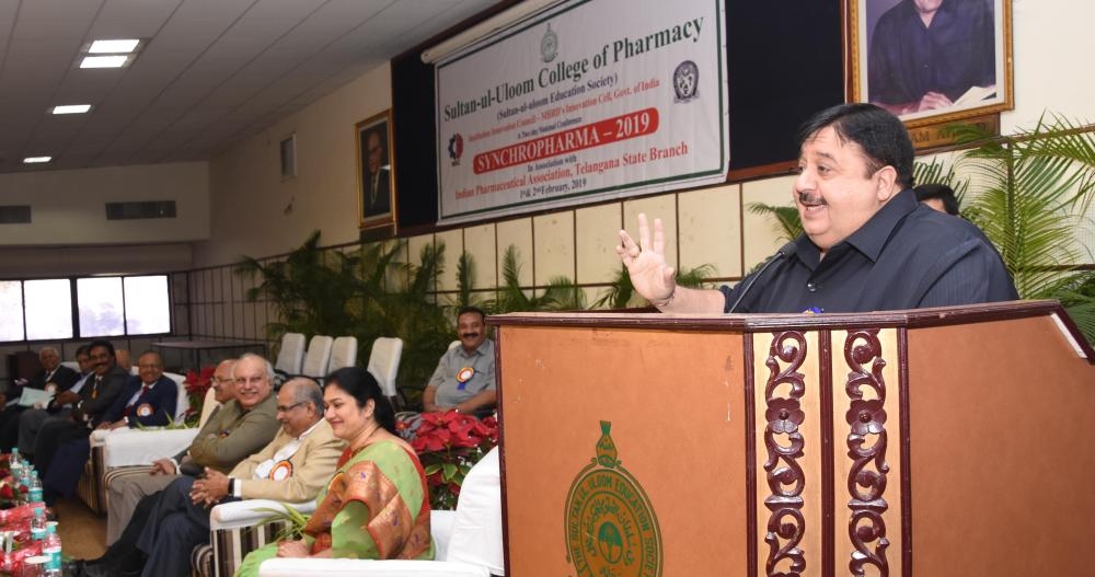 Pharmacy Council of India President Prof. B. Suresh  addressing the inaugural day of two-day national conference. — Courtesy photos