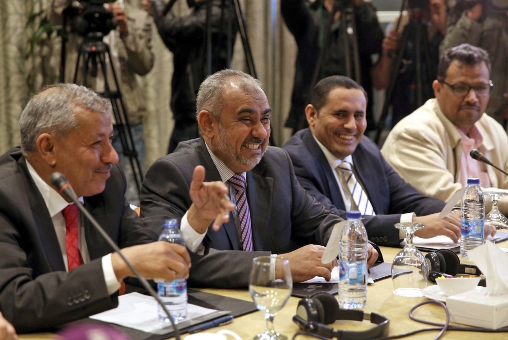 Hadi Haig, the head of the Yemeni government delegation, attends a new round of talks on prisoners swap in Amman on Tuesday. — AFP