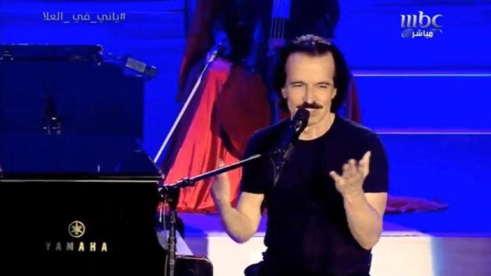 Greek composer and musician Yanni at a concert in Al-Ula as part of the Winter at Tantora festival.