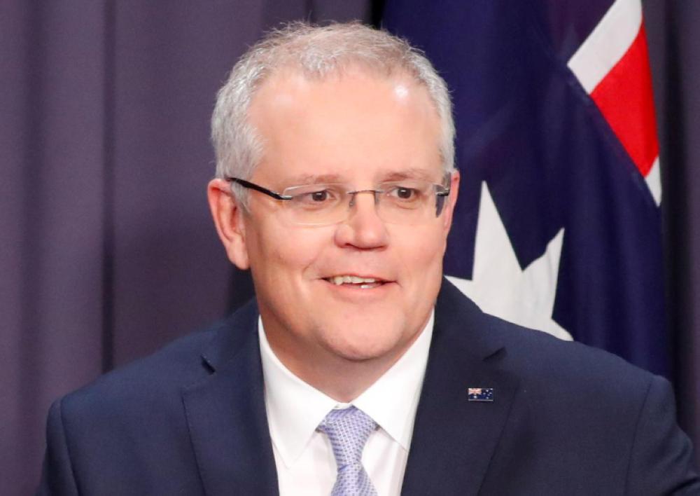 The new Australian Prime Minister Scott Morrison attends a news conference in Canberra. 