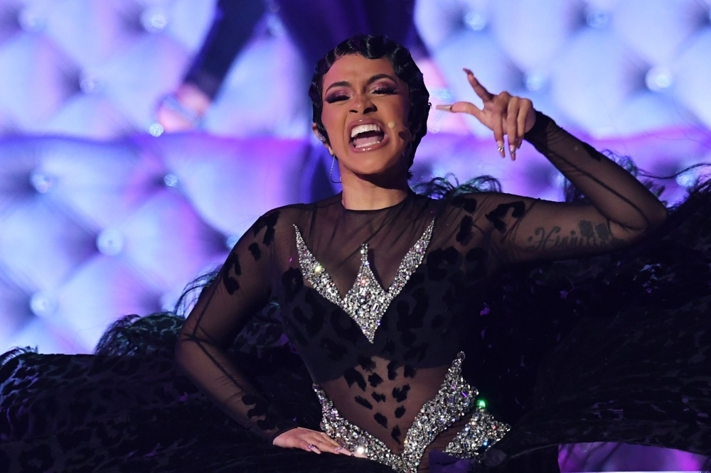 US rapper Cardi B performs onstage during the 61st Annual Grammy Awards in Los Angeles. — AFP