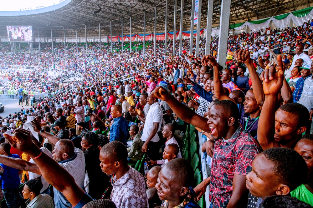 Supporters of Nigeria President Muhammadu Buhari attend a campaign rally ahead of the country’s presidential election in Rivers State, Nigeria, on Tuesday. — Reuters