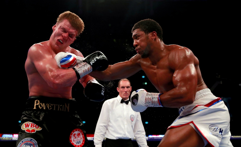 Anthony Joshua in action against Alexander Povetkin during boxing WBA Super, IBF, WBO & IBO World Heavyweight Titles at Wembley Stadium, London, Britain, in this file photo. — Reuters