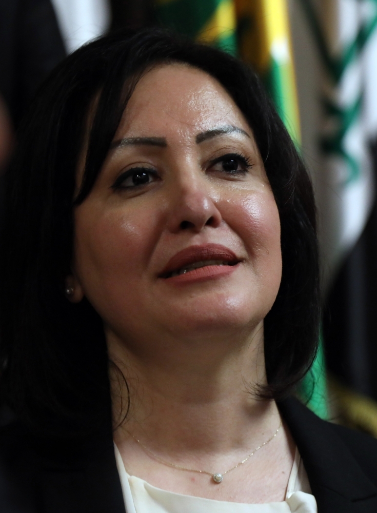 


The new Kurdish parliament speaker, Vala Farid, looks on during a session of Kurdistan’s regional parliament in Arbil, Monday. — AFP