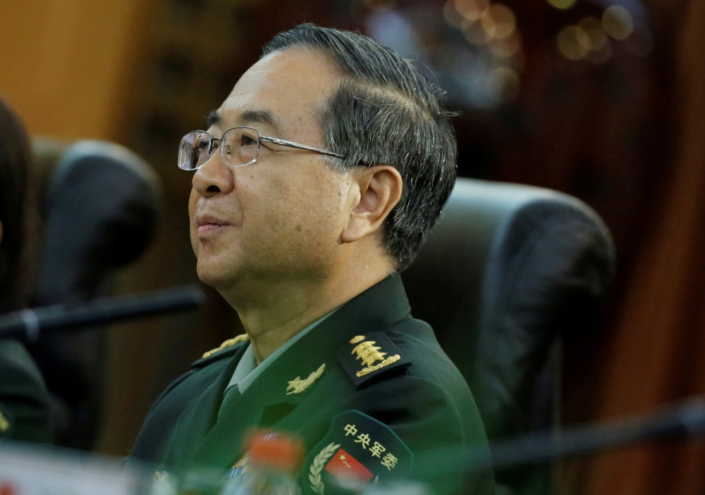 Chief of the general staff of the Chinese People’s Liberation Army Gen. Fang Fenghui attends a meeting with Joint Chiefs Chairman Gen. Joseph Dunford, not pictured, at the Bayi Building in Beijing, China, in this Aug. 15, 2017 file photo. — Reuters