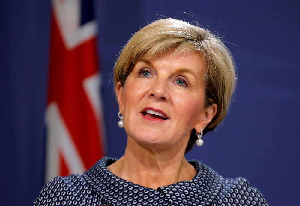 Former Australian Foreign Minister Julie Bishop speaks at a press conference in Sydney, Australia, in this May 4, 2017 file photo. — Reuters