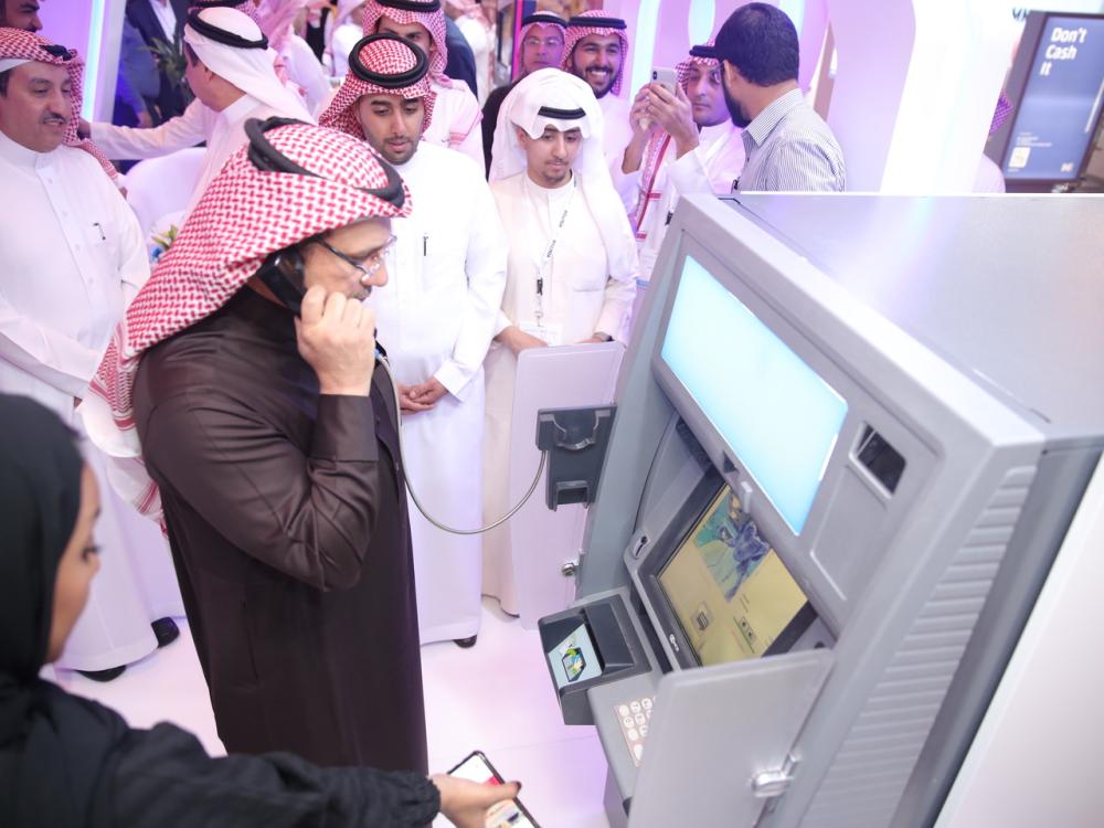 Ahmed Alkholifey, Governor of SAMA, reviews latest technological innovations at MEFTECH 2019 in Riyadh on Sunday. — Courtesy photo