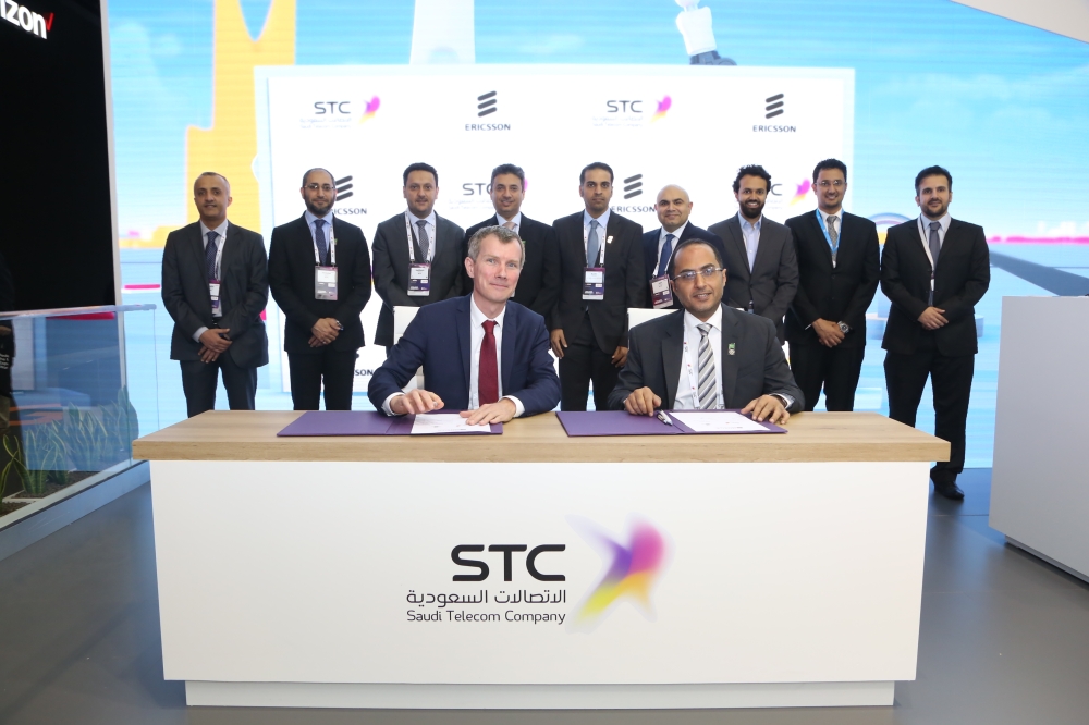 STC and Ericsson officials at the MoU signing to collaborate in building 5G use cases at Barcelona. — Courtesy photo