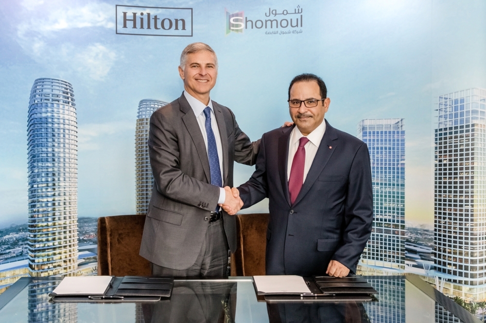 Hilton and Shomoul Holding Company announced Tuesday the signing of a landmark agreement to develop and operate four hotels in The Avenues – Riyadh. — Courtesy photo