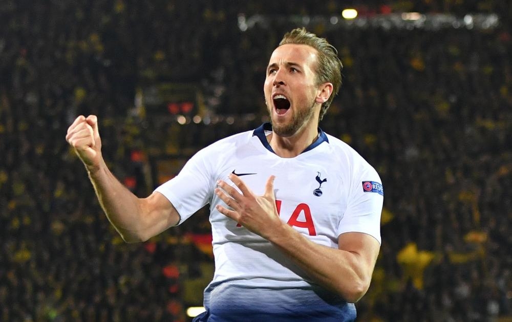 Tottenham Hotspur’s striker Harry Kane celebrates after scoring during the UEFA Champions League round of 16 second leg match against BVB Borussia Dortmund in Dortmund Tuesday. — AFP 