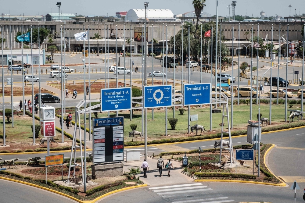 A general view of the departure terminals during a strike by Kenya Airway’s workers at the Jomo Kenyatta International Airport in Nairobi on Wednesday. — AFP