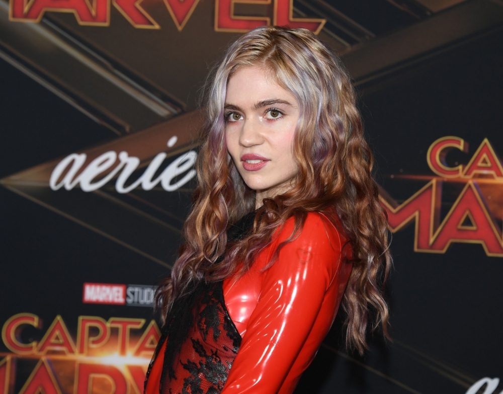 (From left to right) Iskra Lawrence, Canadian singer-songwriter Grimes (Claire Elise Boucher), US actress Meg Donnelly, and US actress Brie Larson attend Marvel Studios 