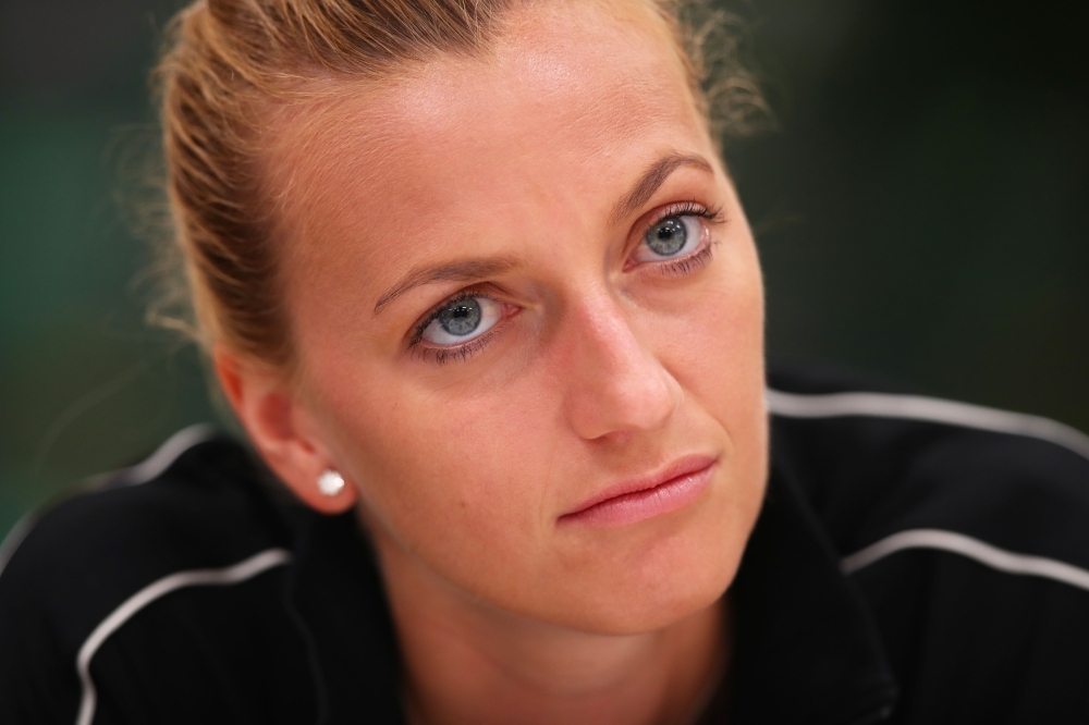 Petra Kvitova of the Czech Republic speaks to the media during the WTA all access hour on day three of the BNP Paribas Open at the Indian Wells Tennis Garden on Wednesday in Indian Wells, California. — AFP