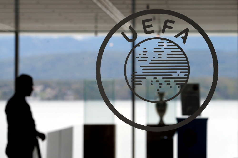 A logo is pictured on UEFA headquarters in Nyon, Switzerland in this file photo. — Reuters