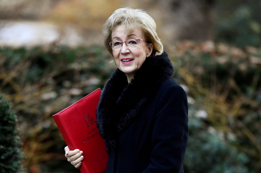 Britain’s Conservative Party’s leader of the House of Commons Andrea Leadsom arrives at Downing Street in London, Britain, in this Jan. 22, 2019 file photo. — Reuters