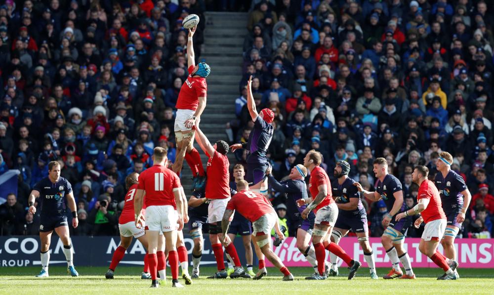 Wales' Justin Tipuric wins a line out against Scotland during their Six Nations Championship at BT Murrayfield Stadium, Edinburgh, Saturday. — Reuters