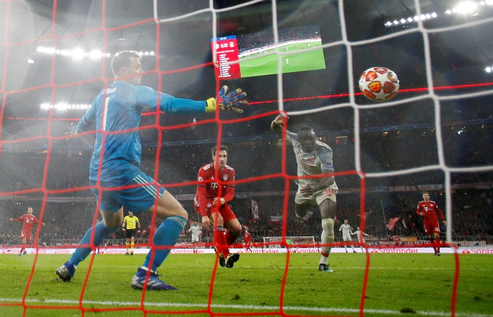 Liverpool's Sadio Mane scores their third goal against Bayern Munich in the Champions League round of 16 second leg at the Allianz Arena, Munich, Germany on Wednesday. —  Reuters