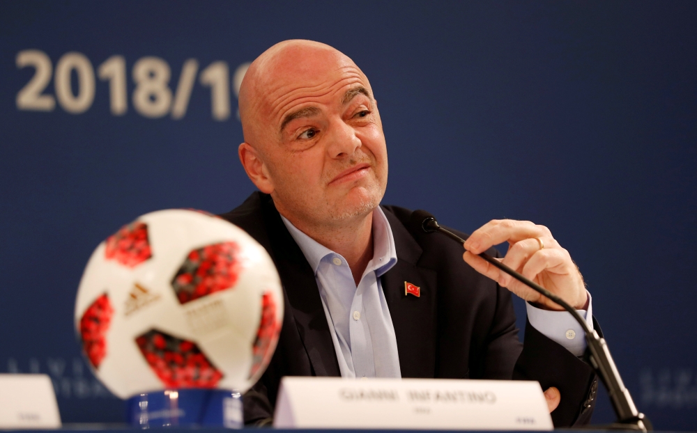 FIFA President Gianni Infantino during a media briefing at the Shangri-La Bosphorus Hotel, Istanbul, Turkey, in this file photo. — Reuters