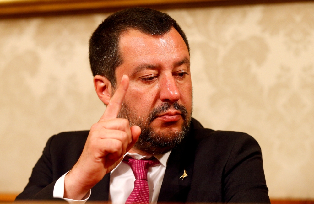 Italian Interior Minister Matteo Salvini gestures at a news conference at the Senate upper house parliament building in Rome, Italy, in this March 8, 2019 file photo. — Reuters