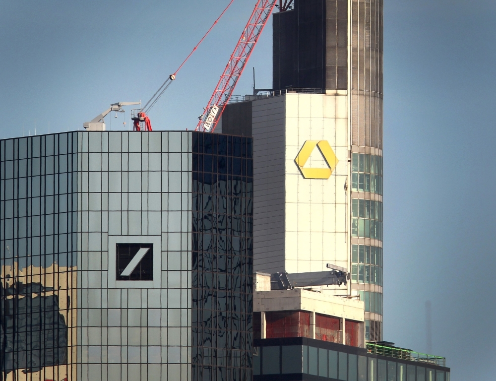 The towers of Deutsche Bank and Commerzbank are pictured in Frankfurt am Main, western Germany. Germany's two biggest lenders, the ailing Deutsche Bank and Commerzbank, said they would launch formal talks toward a possible merger that could create a 