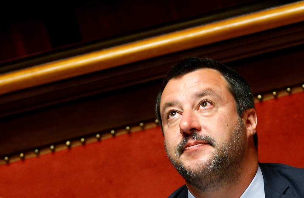 Deputy Prime Minister Matteo Salvini reacts in the upper house of the Italian parliament, in Rome, Italy, in this March 20, 2019 file photo. — Reuters