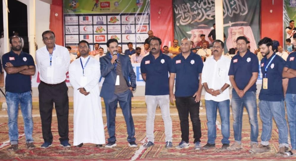 Jeddah National Hospital Chairman VP Mohammedali officially inaugurating the second Elite Blasters Soccer Tournament in Jeddah. — Photos by Ilias Manoor