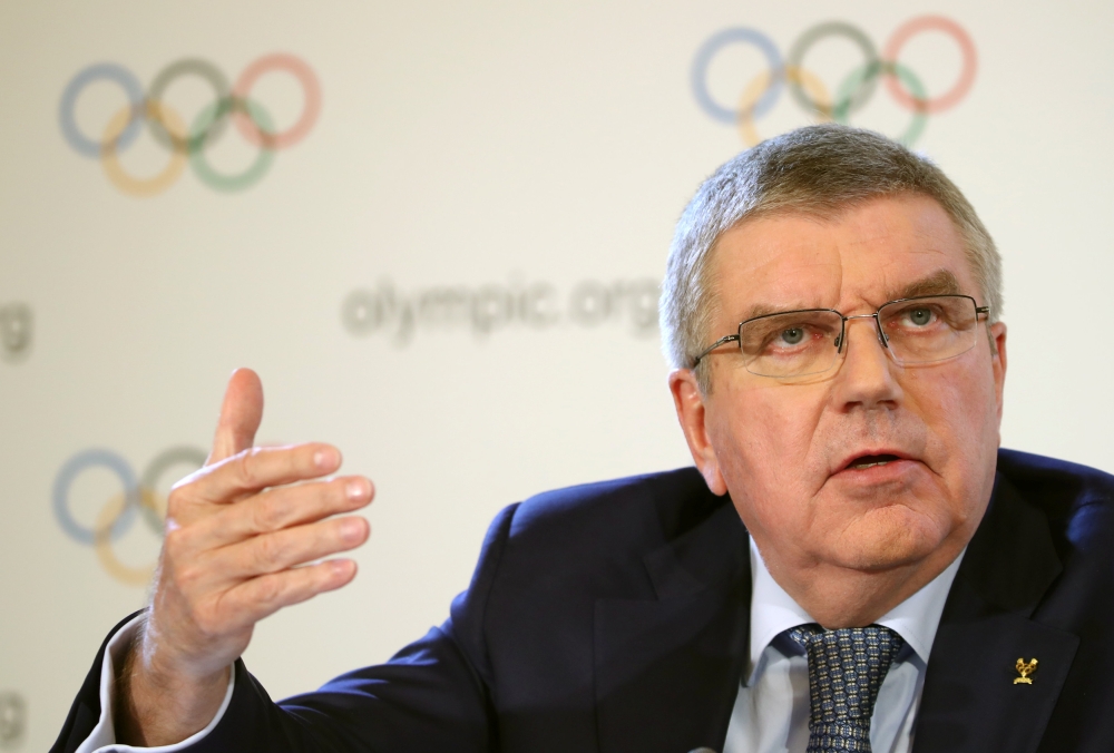 Thomas Bach, President of the International Olympic Committee (IOC) attends a news conference after an Executive Board meeting in Lausanne, Switzerland, on Wednesday. — Reuters