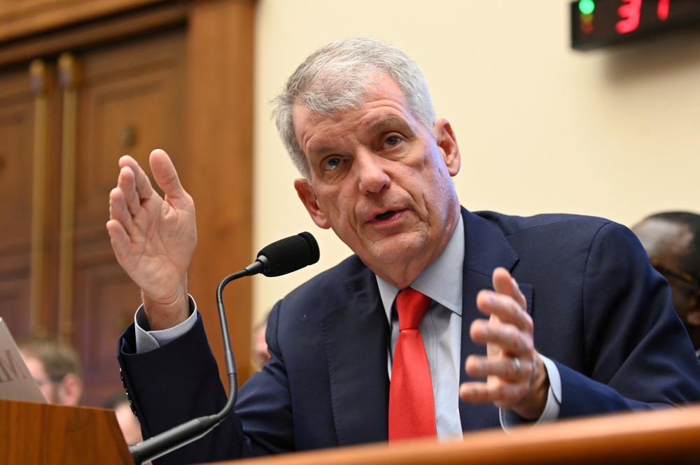 File photo shows Wells Fargo CEO Tim Sloan testifying before a House Financial Services Committee hearing in Washington, US. — Reuters