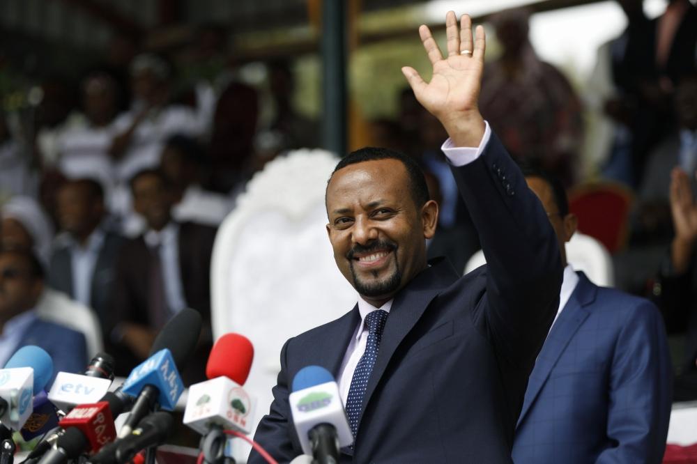 In this file photo taken on April 11, 2018 New Ethiopian Prime Minister Abiy Ahmed reacts during his rally in Ambo, about 120 km west of Addis Ababa, Ethiopia. In his first speech as prime minister, Abiy Ahmed called for an end to the repressive, exclusionary governance that had plunged the country into turmoil. — AFP 