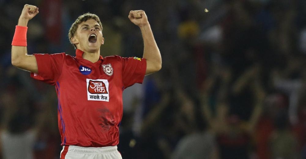 Sam Curran celebrates his hat trick.