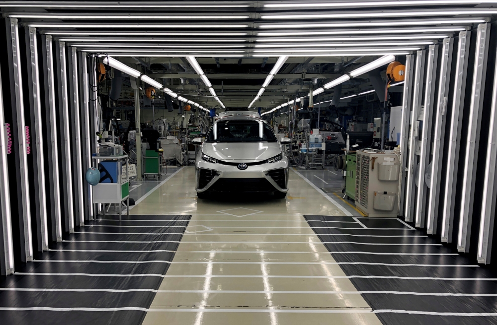 A Toyota Mirai fuel cell vehicle awaits final inspection at a Toyota Motor Corp. factory in Toyota in Aichi Prefecture, Japan. — Reuters