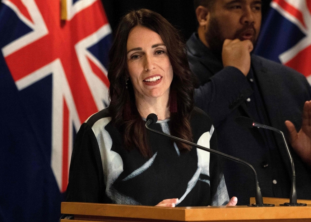 New Zealand Prime Minister Jacinda Ardern fends off questions from the media about New Zealand Red Cross nurse Louisa Akavi named by the New York Times today during a post Cabinet press conference at Parliament in Wellington on Monday. — AFP