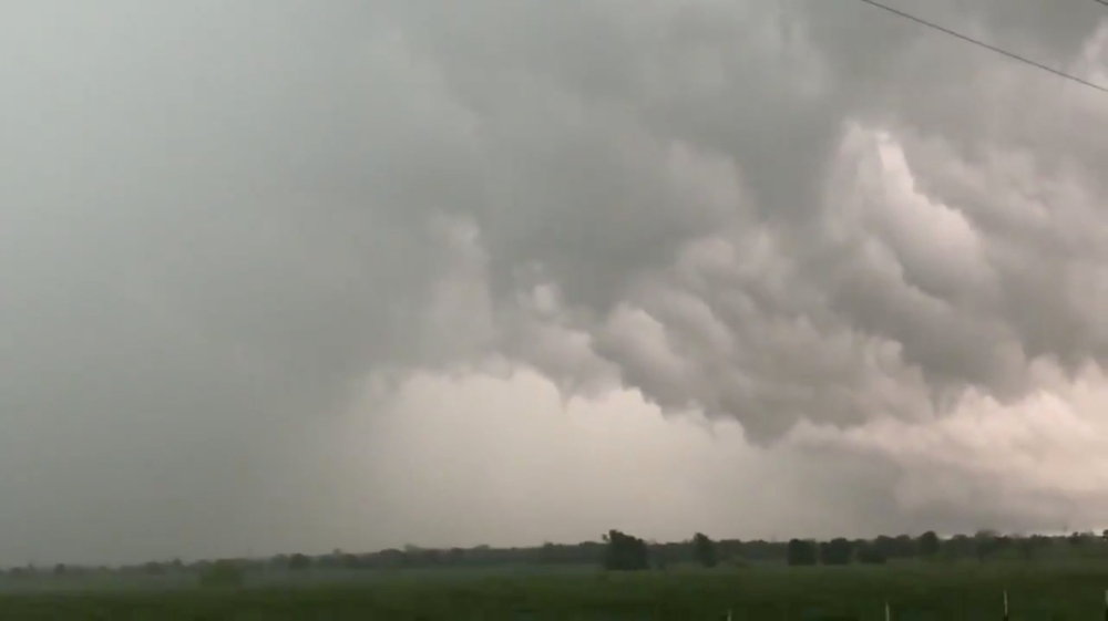 A view of clouds, part of a weather system seen from near Franklin, Texas, in this still image from social media video on Saturday. — Reuters